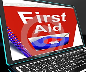 First Aid On Laptop Shows Medical Assistance