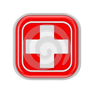 First Aid Medical Button Icon. 3d Rendering