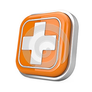 First Aid Medical Button Icon. 3d Rendering