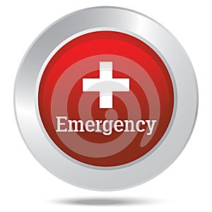 First aid medical button sign. Emergency button isolated on white