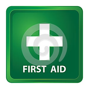 First aid medical button sign isolated on white