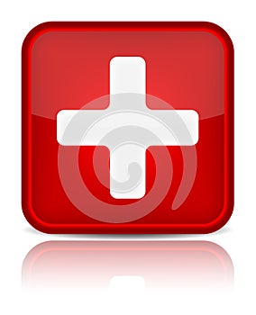 First aid medical button sign with reflection isol