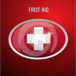 First aid medical button sign