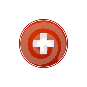 First aid medical sign in circle, flat  icon for apps, website, labels, signs, stickers. Vector illustration isolated on