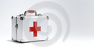 first aid medkit white background copy space, ai generative