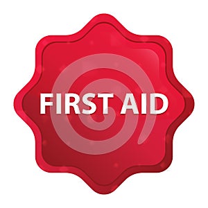 First Aid misty rose red starburst sticker button