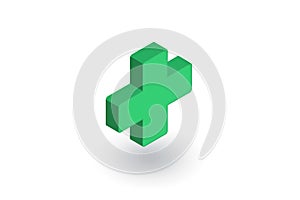 First aid, pharmacy, medical cross isometric flat icon. 3d vector