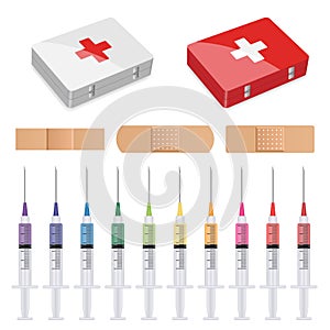 First aid, plasters and syringes