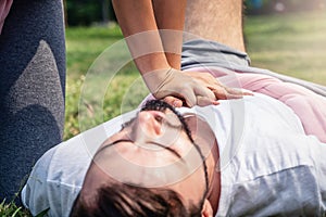 First aids CPR for unconscious people