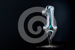 First aniversary. Number one shape helium baloon