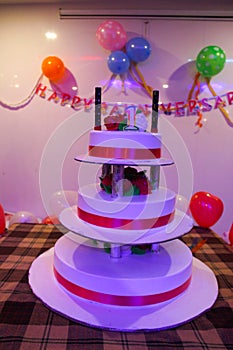 First Anniversary celebration. First Anniversary Cake With Beautiful decoration. Wedding celebration