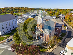 First Baptist Church aerial view, Woburn, MA, USA