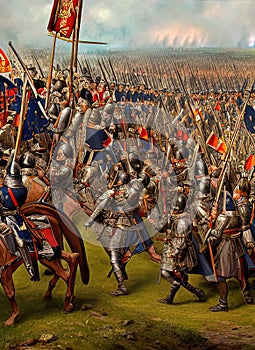 First Barons\' War of England. ca 1217. Fictional Battle Depiction. Generative AI.