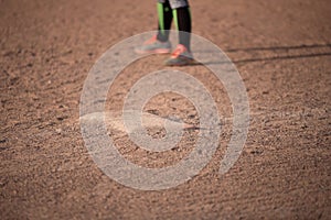 First base on baseball field.