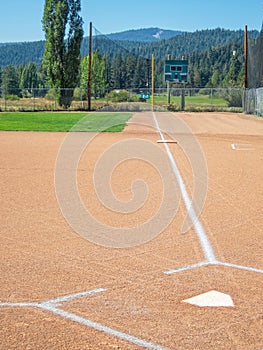 First base line, from home plate