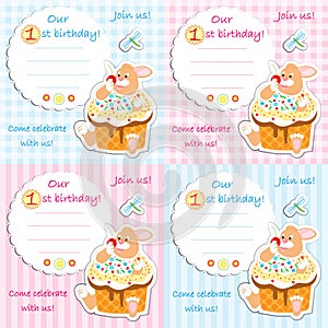 First birthday invitation card set