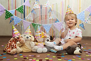 First birthday toy party with plush friends