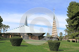 USA, AZ/Phoenix: Frank Lloyd Wright Church and Bell Tower