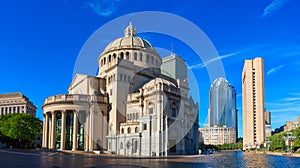 The First Church of Christ Scientist in Christian Science Plaza in Boston, USA