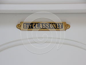 First Class Only Brass Sign on Door