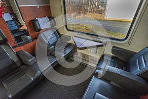 First class compartment in expres train in Czech republic