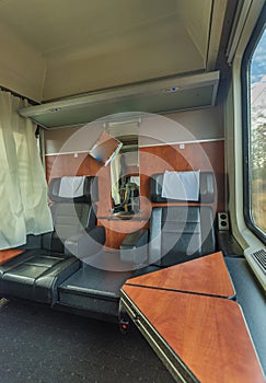 First class compartment in expres train in Czech republic