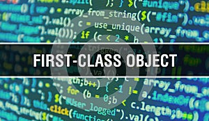 First-class object concept illustration using code for developing programs and app. First-class object website code with colorful