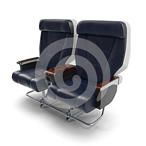 First Class Passenger Double Aircraft Seat. 3D Illustration, isolated