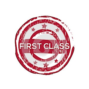 `First class` vector rubber stamp