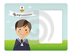 First communion child foreground invitation