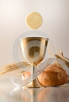 First communion reminder with cup and bread