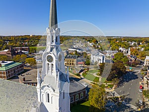 First Congregational Church aerial view, Woburn, MA, USA