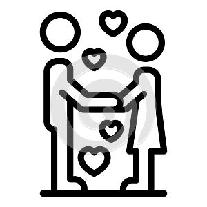 First couple kiss icon, outline style