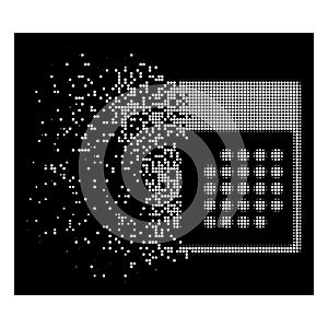 White Dissipated Pixelated Halftone First Day Icon photo