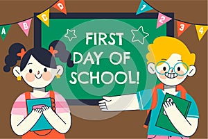 first day school background vector design illustration