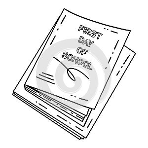 First Day of School Book Isolated Coloring Page