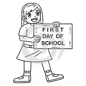 First Day of School Child with a Banner Isolated