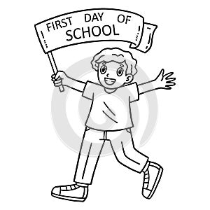 First Day of School Child with a Banner Isolated