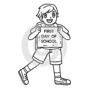 First Day of School Child with a Sign Isolated