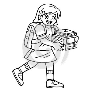 First Day of School Child with Text Books Isolated