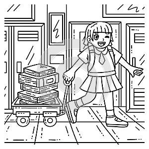 First Day of School Child Trolley Books Coloring