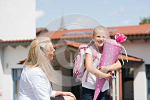First day in school for little girl