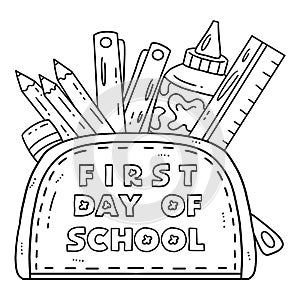 First Day of School on Pencil Case Isolated