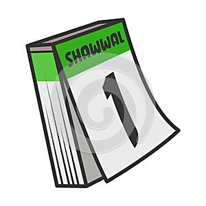 First Day of Shawwal. Eid Mubarak Icon Illustration