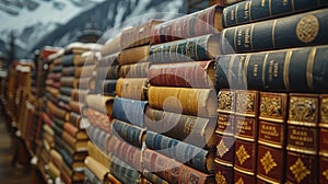 First Edition Classics Waiting in a Private Library The spines blur with lineage photo