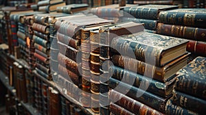 First Edition Classics Waiting in a Private Library The spines blur with lineage photo