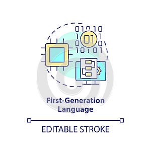 First-generation programming language concept icon