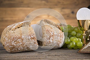 Eucharist symbol of bread and wine, chalice and host, First comm