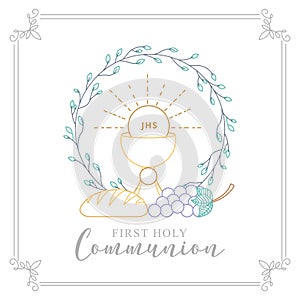 First Holy Communion Invitation. vector