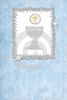 First holy communion invitation card.Vertical